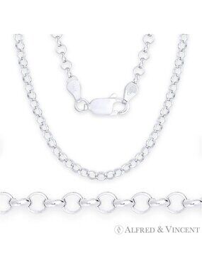 3.2mm Open Rolo Circle Cable Italian Chain Necklace in .925 Sterling Silver 16"